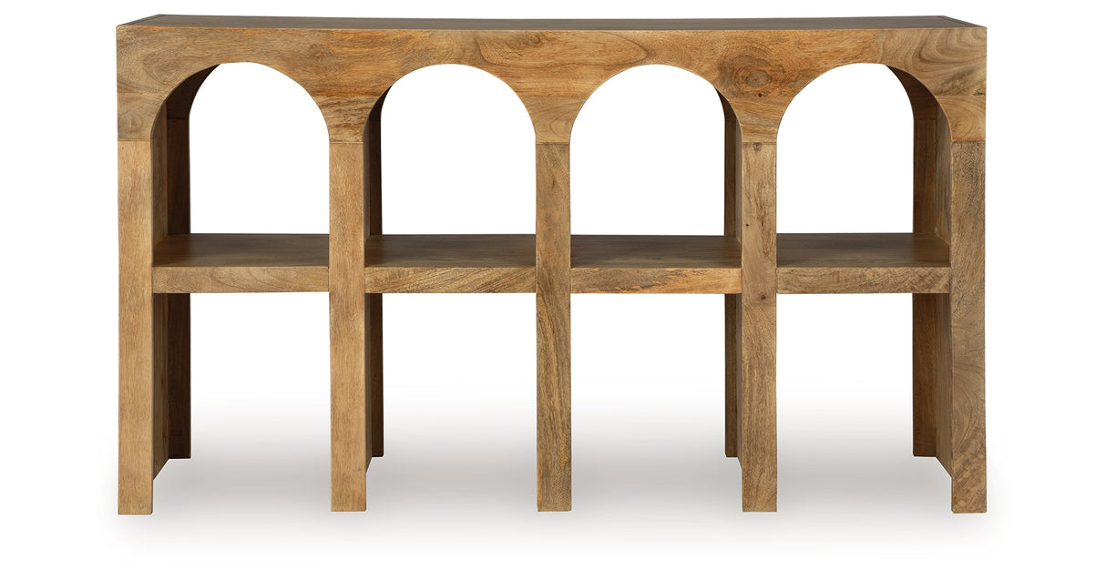 Luzmanacy Natural Brown Console Sofa Table from Ashley Furniture - Luna Furniture