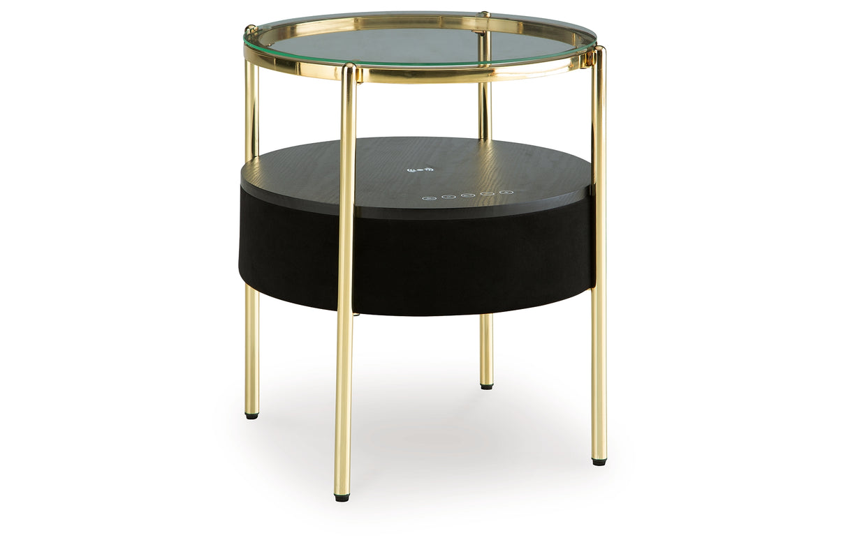 Nedman Black/Gold Finish Accent Table with Speaker from Ashley Furniture - Luna Furniture