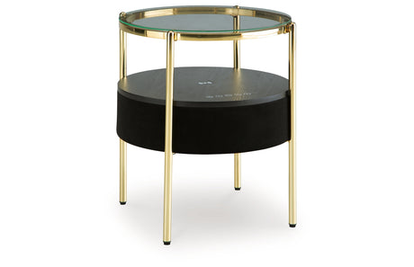 Nedman Black/Gold Finish Accent Table with Speaker from Ashley - Luna Furniture