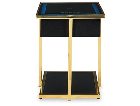 Rexwell Black/Gold Finish Accent Table with Speaker from Ashley - Luna Furniture