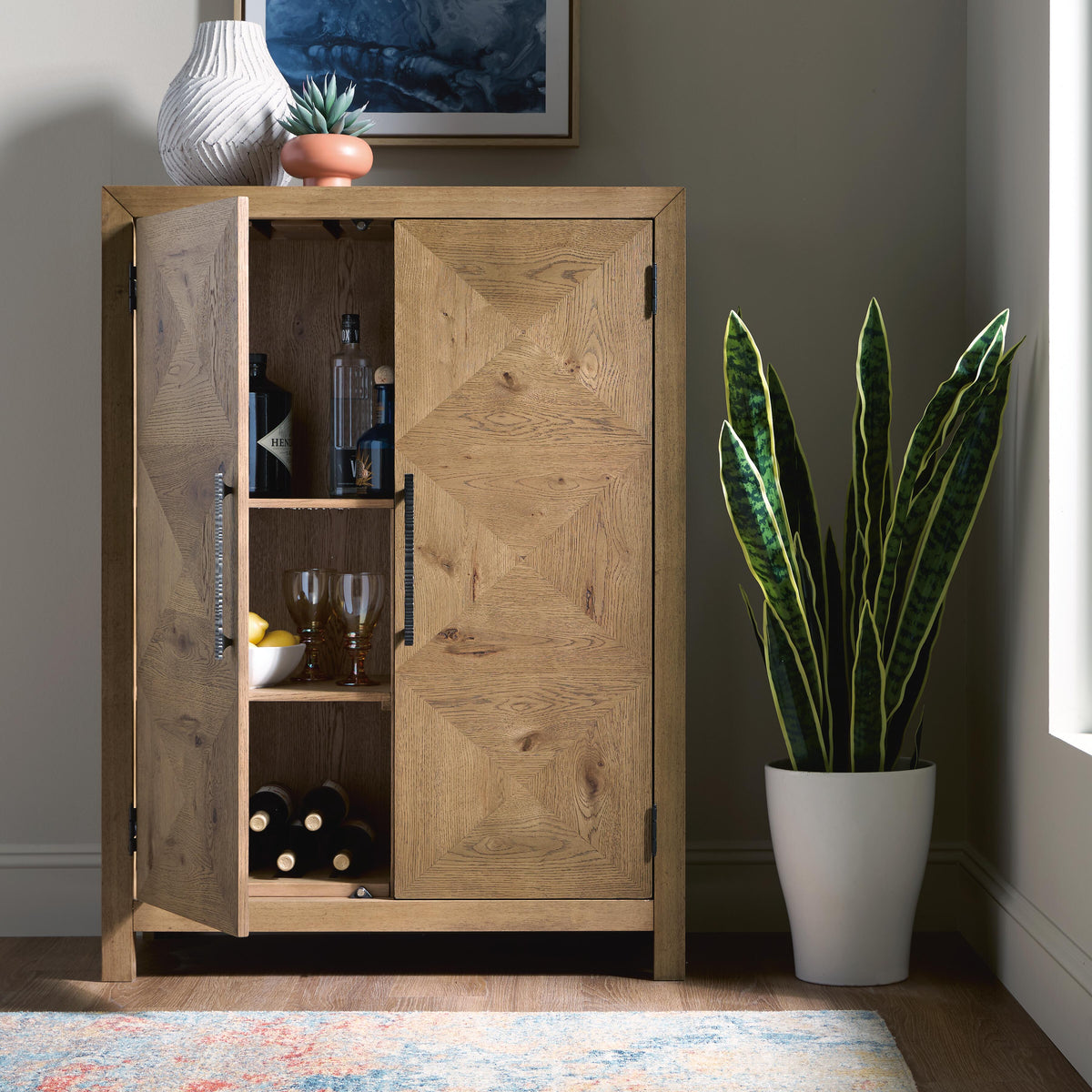 Clayburns Light Brown Bar Cabinet