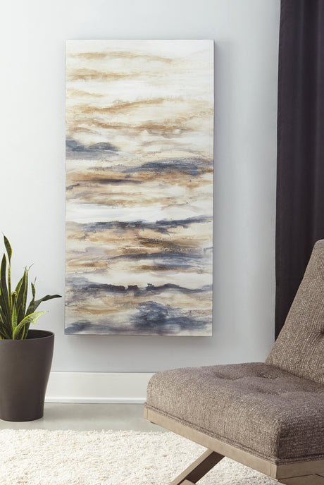Joely Blue/Tan Wall Art from Ashley - Luna Furniture