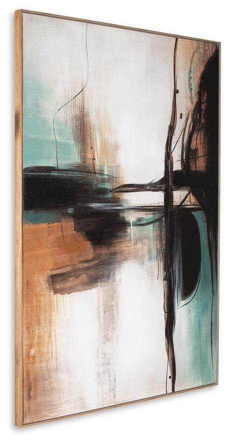 Brunonia Teal/Orange/Black Wall Art from Ashley - Luna Furniture