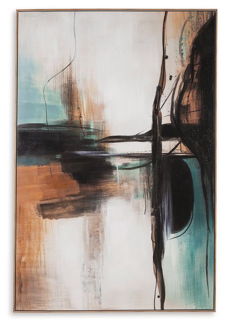 Brunonia Teal/Orange/Black Wall Art from Ashley - Luna Furniture
