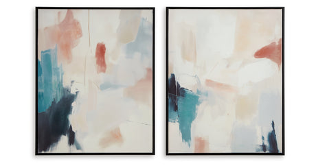 Caldish Blue/White/Pink Wall Art from Ashley - Luna Furniture