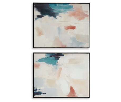 Caldish Blue/White/Pink Wall Art from Ashley - Luna Furniture