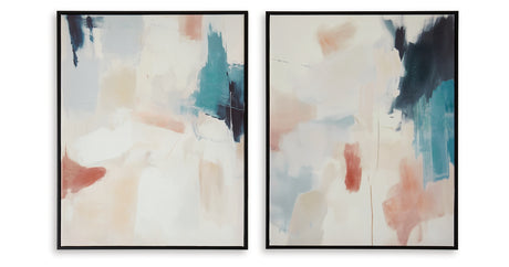Caldish Blue/White/Pink Wall Art from Ashley - Luna Furniture