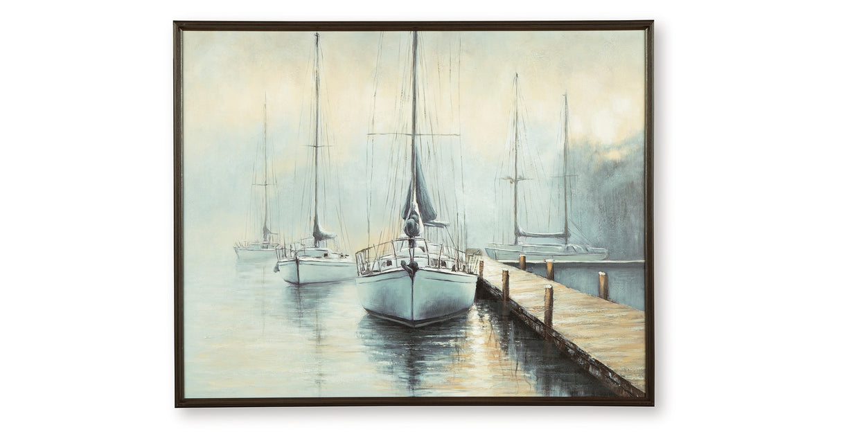 Worthney Blue/White/Brown Wall Art from Ashley Furniture - Luna Furniture