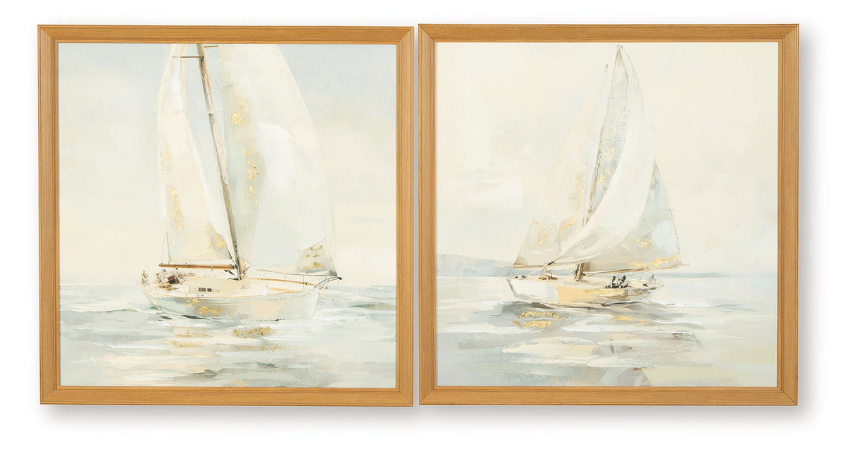 Winbrook Gray/Tan/Gold Finish Wall Art Set (Set of 2) from Ashley Furniture - Luna Furniture