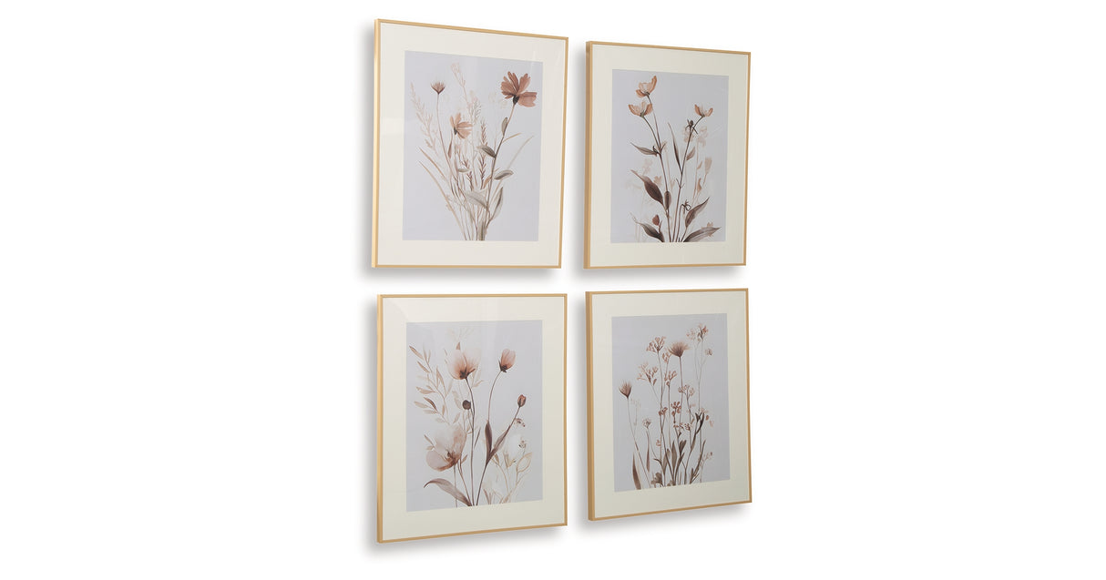 Chettings Beige/Gray/Blush Wall Art (Set of 4) from Ashley Furniture - Luna Furniture