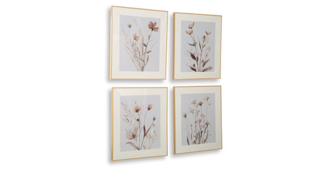 Chettings Beige/Gray/Blush Wall Art (Set of 4) from Ashley Furniture - Luna Furniture