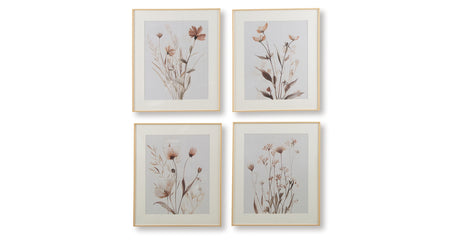 Chettings Beige/Gray/Blush Wall Art (Set of 4) from Ashley Furniture - Luna Furniture