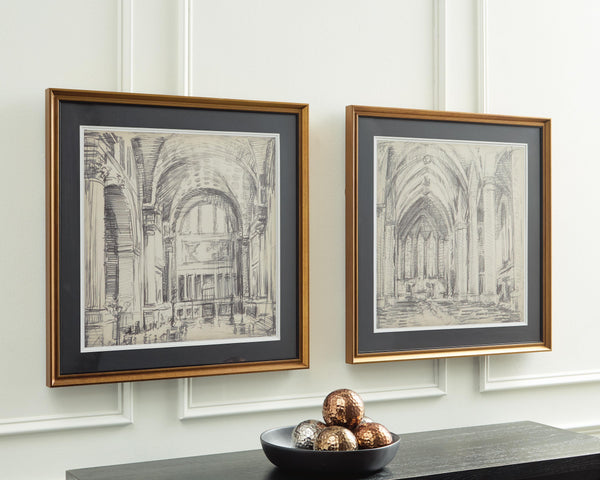 Downyard Black/Beige Wall Art, Set of 2