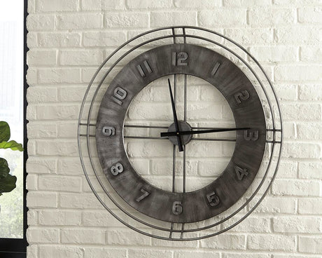 Ana Sofia Antique Gray Wall Clock from Ashley - Luna Furniture
