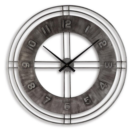 Ana Sofia Antique Gray Wall Clock from Ashley - Luna Furniture