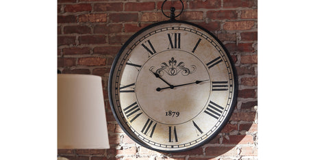 Augustina Antique Black Wall Clock from Ashley - Luna Furniture