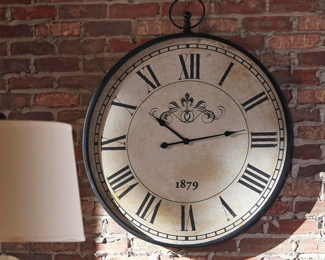 Augustina Antique Black Wall Clock from Ashley - Luna Furniture