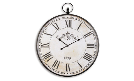 Augustina Antique Black Wall Clock from Ashley - Luna Furniture