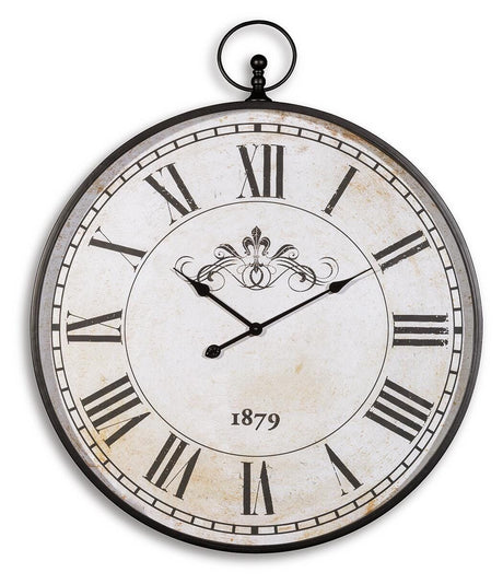 Augustina Antique Black Wall Clock from Ashley - Luna Furniture