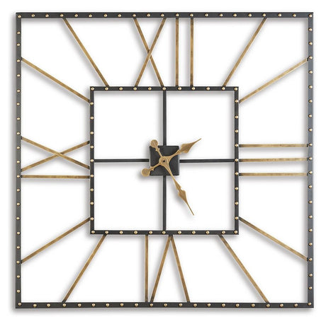Thames Black/Gold Finish Wall Clock from Ashley Furniture - Luna Furniture