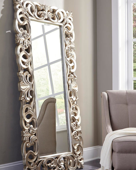 Lucia Antique Silver Finish Floor Mirror from Ashley - Luna Furniture