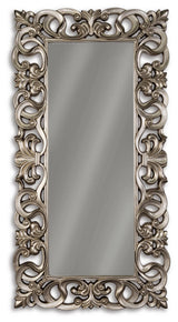 Lucia Antique Silver Finish Floor Mirror from Ashley - Luna Furniture