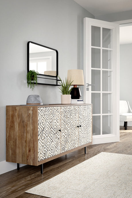 Kerrings Brown/Black/White Accent Cabinet from Ashley Furniture - Luna Furniture