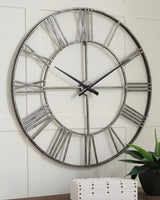 Paquita Antique Silver Wall Clock from Ashley Furniture - Luna Furniture