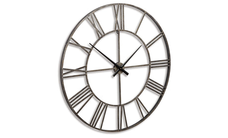 Paquita Antique Silver Wall Clock from Ashley - Luna Furniture