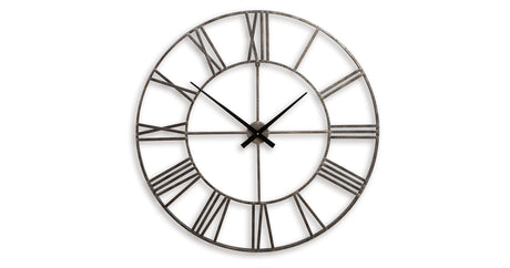 Paquita Antique Silver Wall Clock from Ashley - Luna Furniture