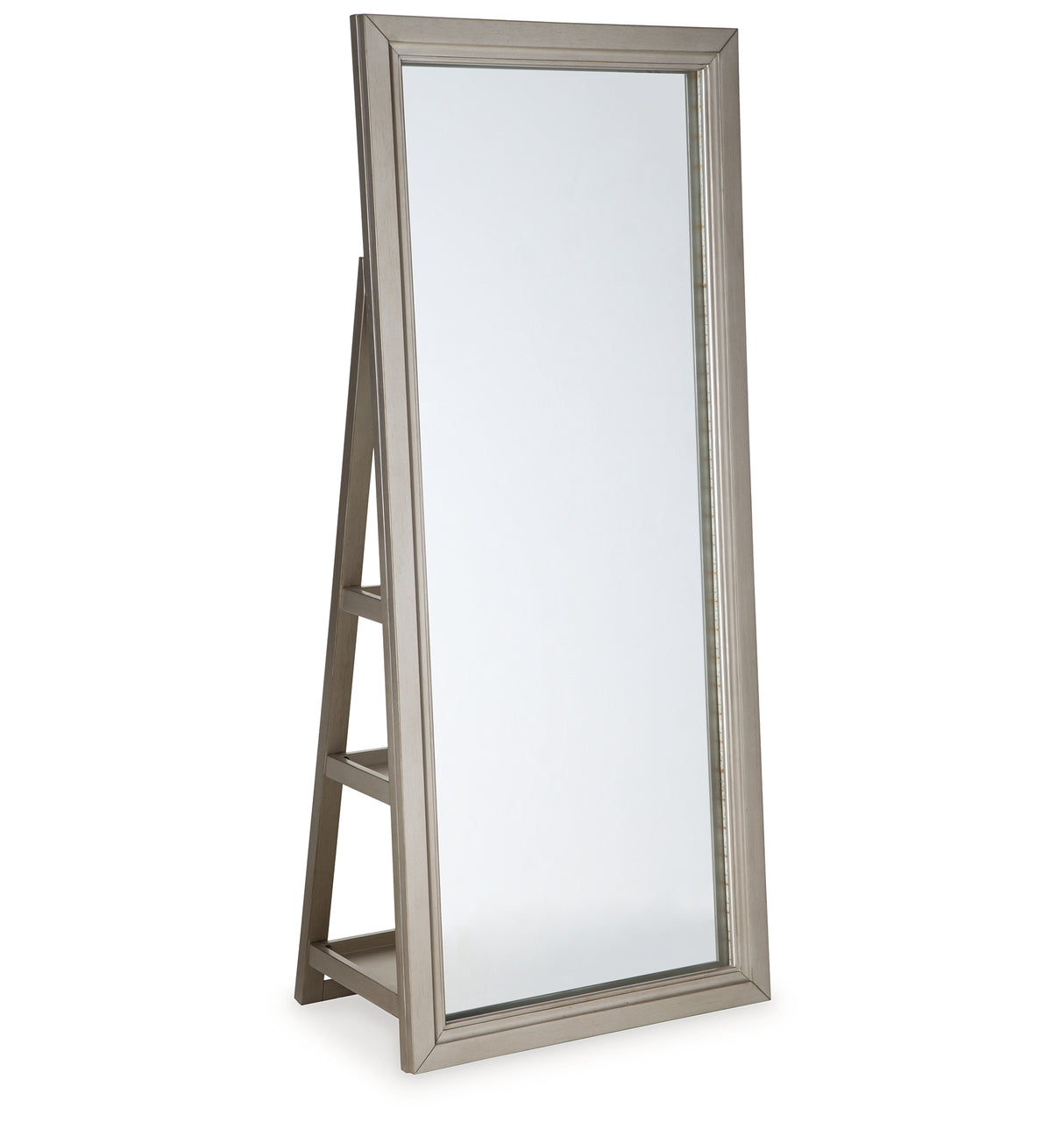 Evesen Champagne Floor Standing Mirror with Storage from Ashley Furniture - Luna Furniture