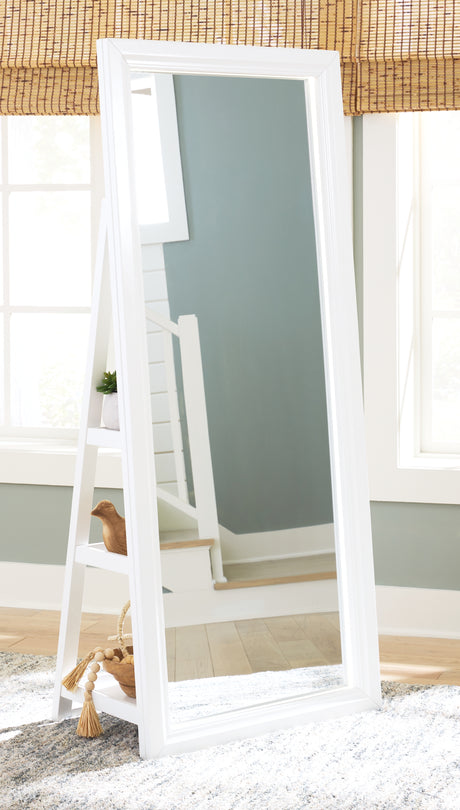 Evesen White Floor Standing Mirror/Storage (Mirror Only) from Ashley Furniture - Luna Furniture