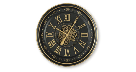Dairton Black/Gold Finish Wall Clock from Ashley - Luna Furniture