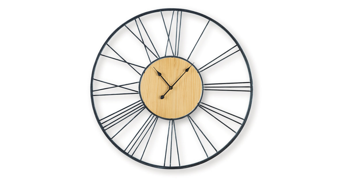 Brockett Black/Natural Wall Clock from Ashley Furniture - Luna Furniture
