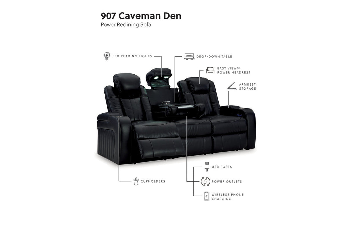 Caveman Den Midnight Power Reclining Living Room Set from Ashley - Luna Furniture