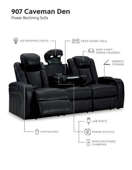 Caveman Den Midnight Power Reclining Sofa and Loveseat from Ashley - Luna Furniture