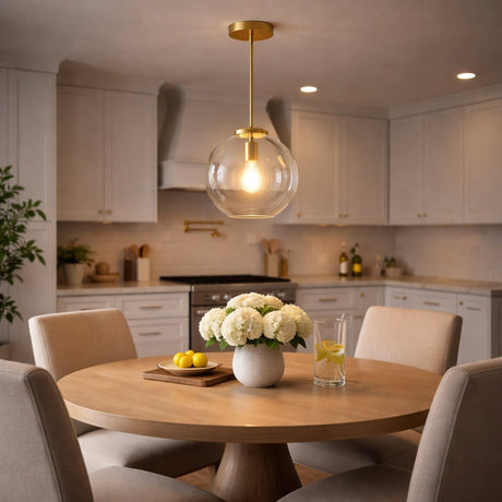 Gleam Pendant Lamp with Satin Brass and Clear Glass from Ashcroft Furniture - Luna Furniture