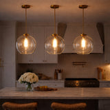 Gleam Pendant Lamp with Satin Brass and Clear Glass from Ashcroft Furniture - Luna Furniture