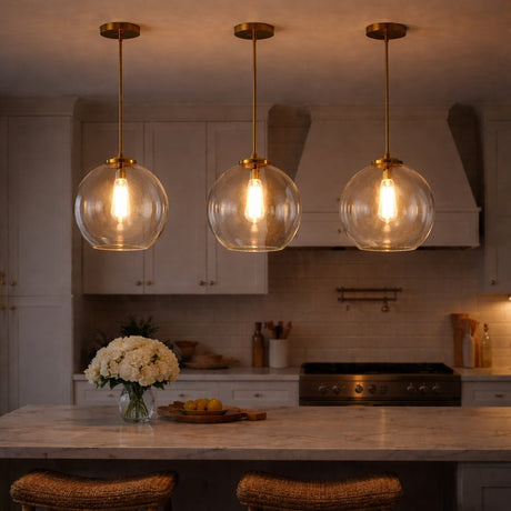 Gleam Pendant Lamp with Satin Brass and Clear Glass from Ashcroft Furniture - Luna Furniture