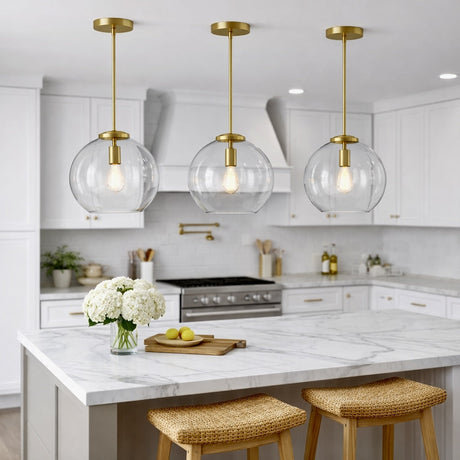 Gleam Pendant Lamp with Satin Brass and Clear Glass from Ashcroft Furniture - Luna Furniture