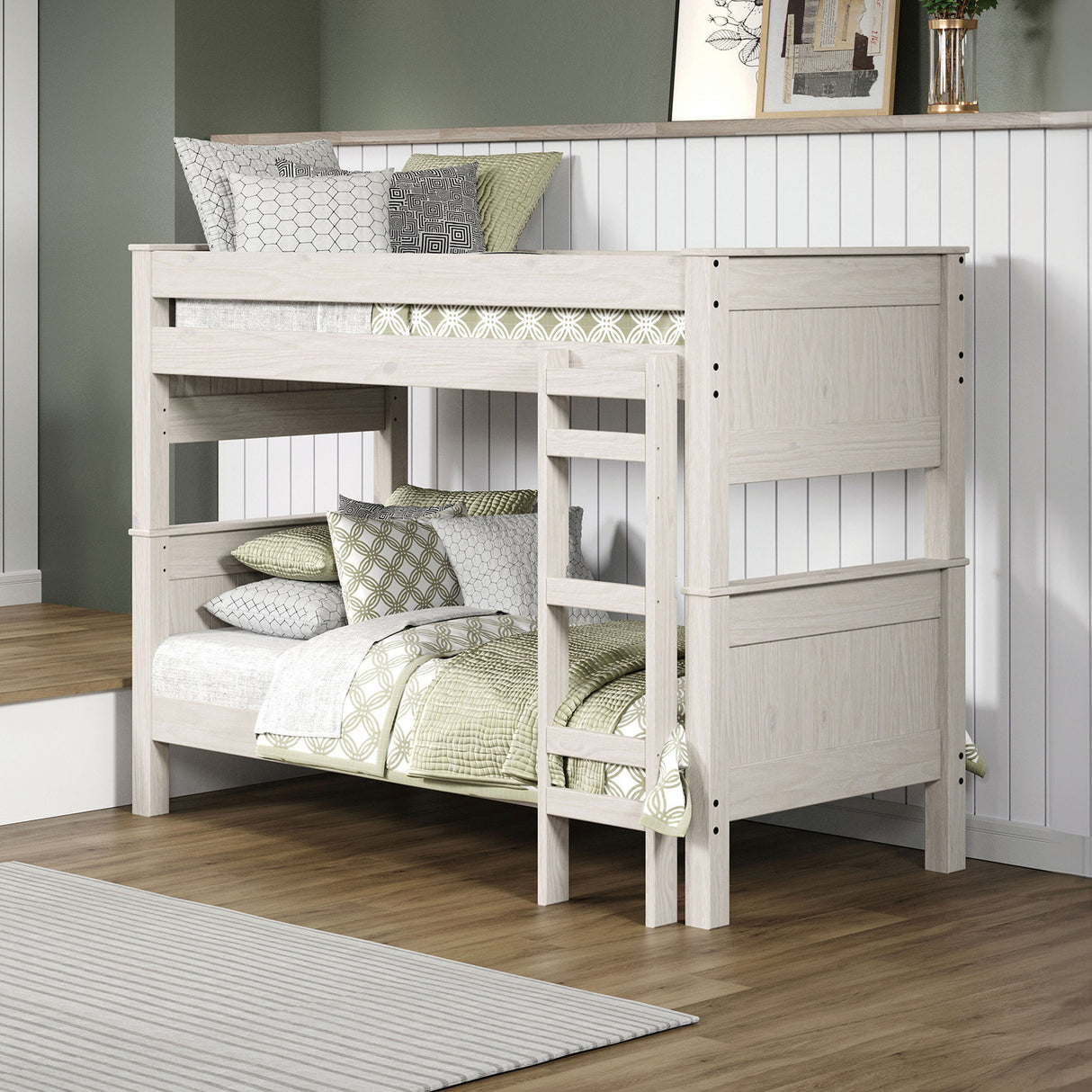Albani White Twin/Twin Post Bunkbed from Furniture of America - Luna Furniture