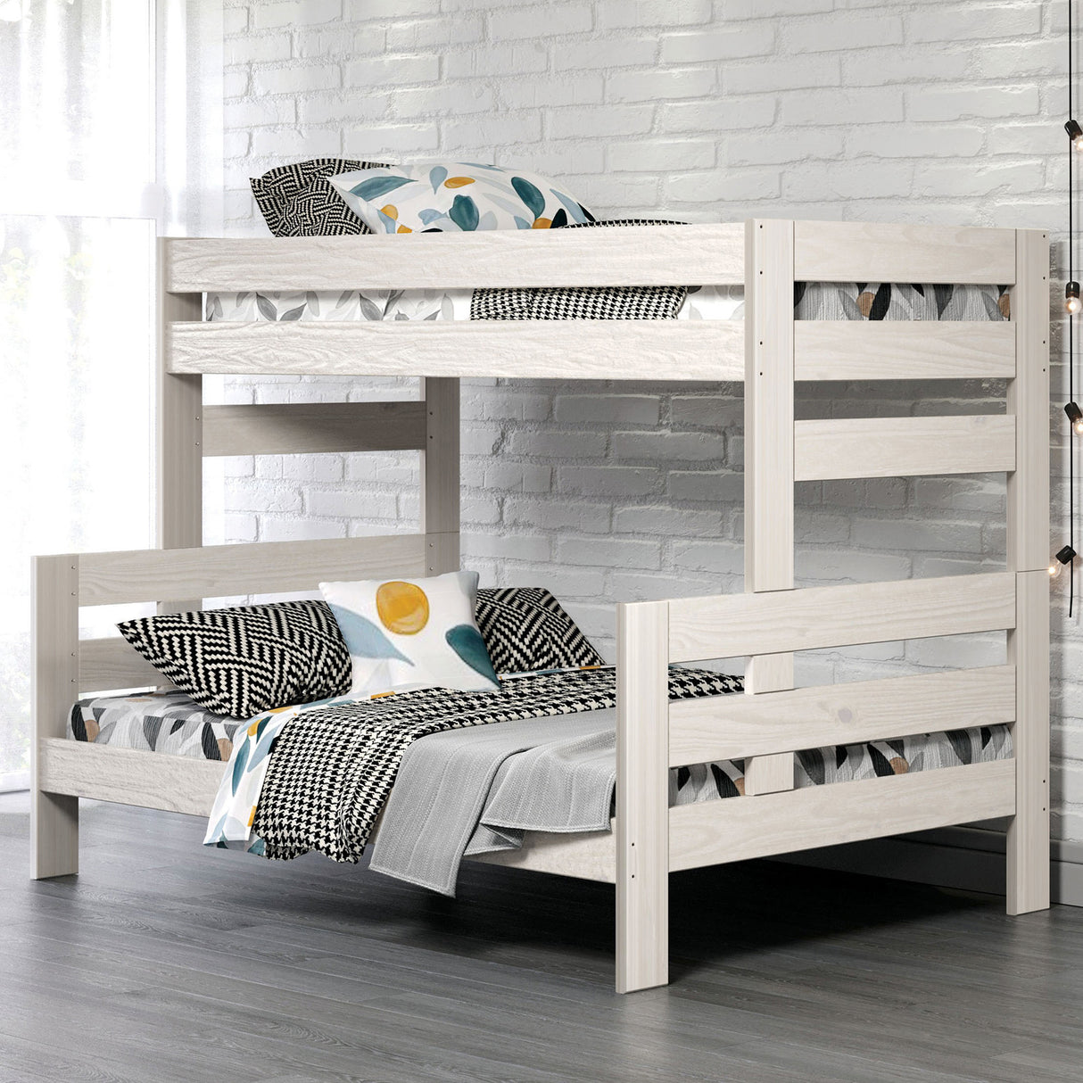 Damaris White Twin/Full Bunkbed from Furniture of America - Luna Furniture