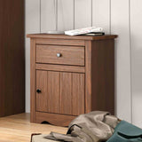 Creswell Mahogany nightstand, one drawer and cabinet door, front view