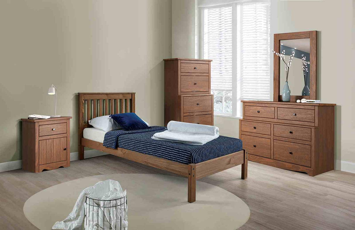 Creswell Mahogany 4 Pc Twin Bedroom Set, rustic wood finish, full room view