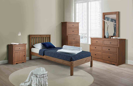 Creswell Mahogany 4-Piece Rustic Solid Wood Youth Bedroom Set (Twin Bed & Nightstand & Dresser & Mirror) from Furniture of America - Luna Furniture