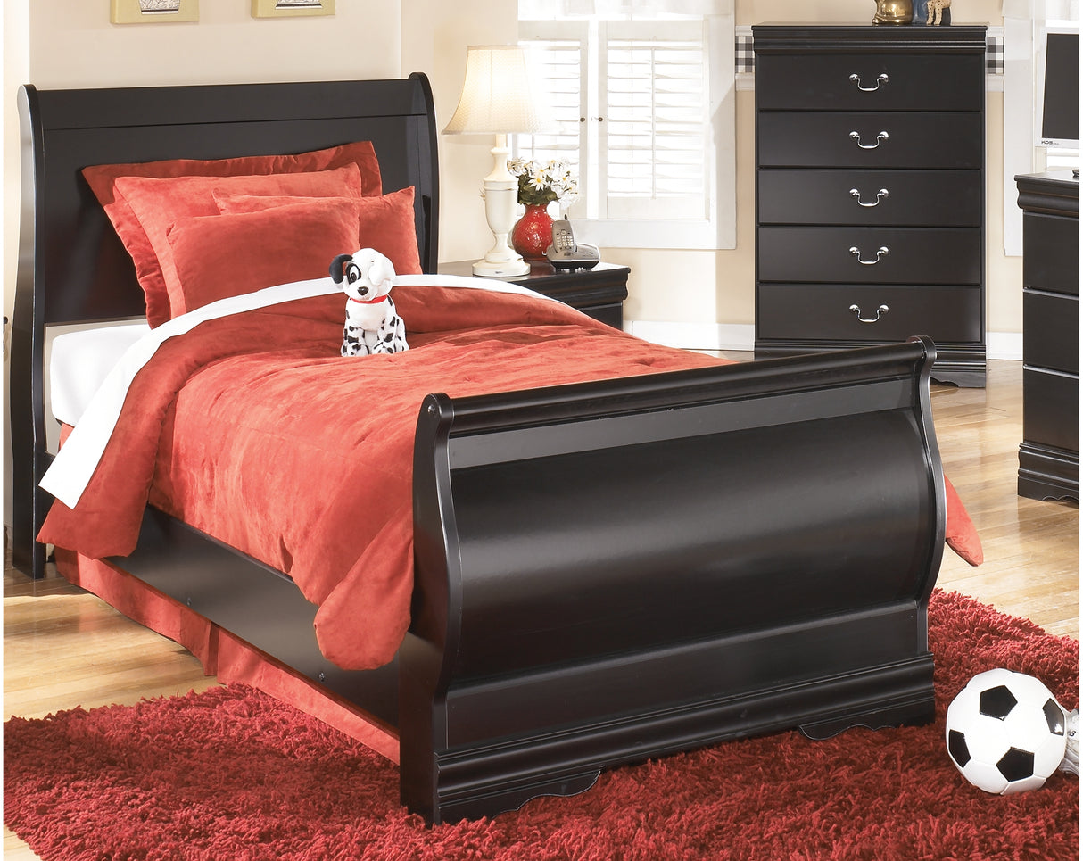Huey Vineyard Black Twin Sleigh Bed from Ashley Furniture - Luna Furniture
