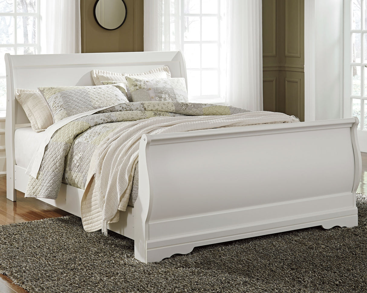Anarasia White Queen Sleigh Bed and Nightstand from Ashley Furniture - Luna Furniture