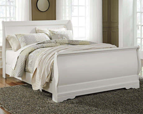 Anarasia White Queen Sleigh Bed and Nightstand from Ashley Furniture - Luna Furniture