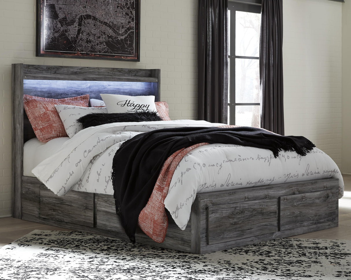 Baystorm Gray Queen LED Storage Platform Bed with 4 Drawers from Ashley - Luna Furniture
