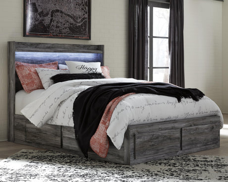 Baystorm Gray Queen LED Storage Platform Bed with 4 Drawers from Ashley - Luna Furniture